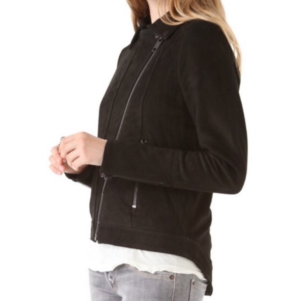 Chaser Genuine Suede‎ Zip Moto Jacket Black Small
